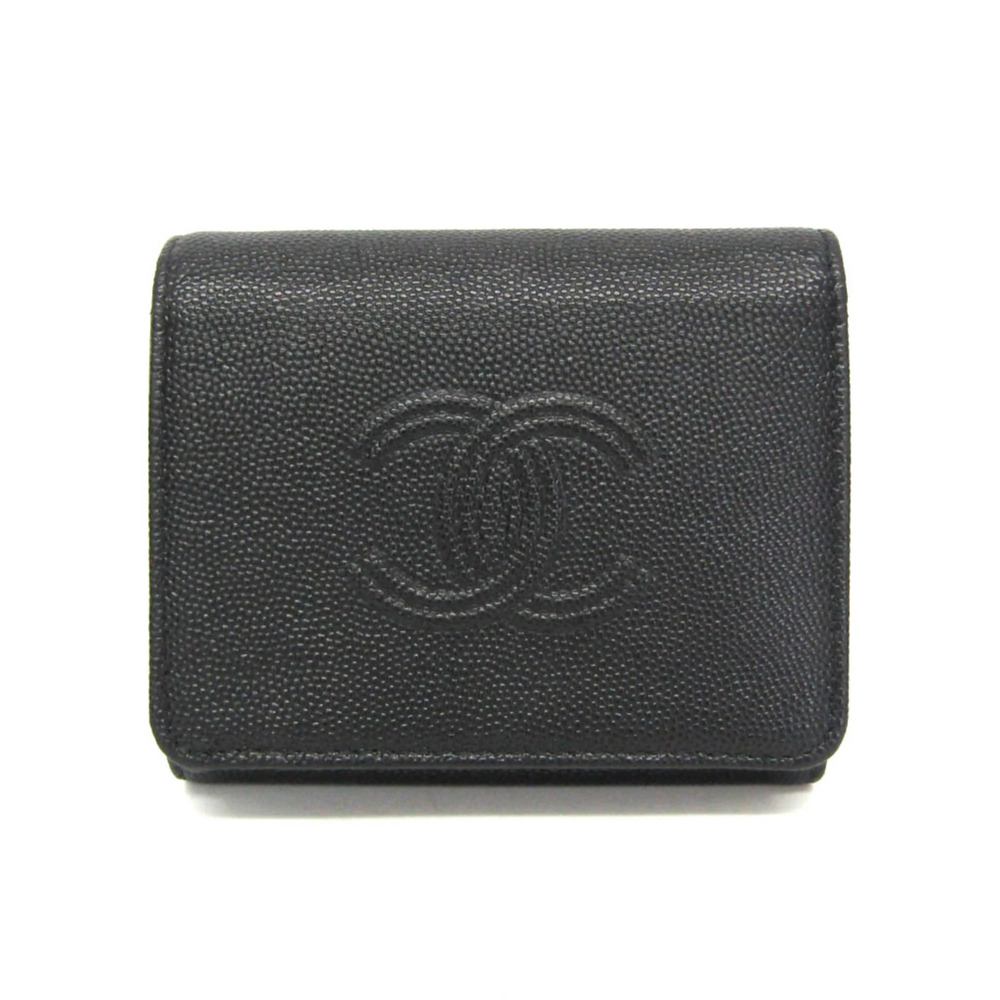 CHANEL Authentic Black Logo Wallet